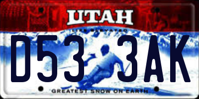 UT license plate D533AK