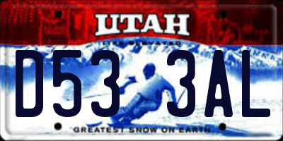 UT license plate D533AL