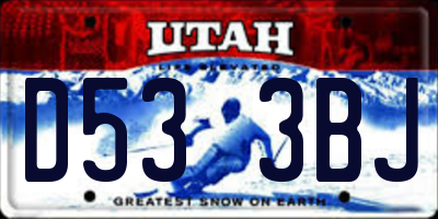 UT license plate D533BJ