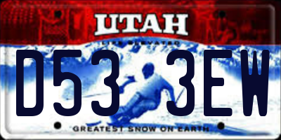 UT license plate D533EW