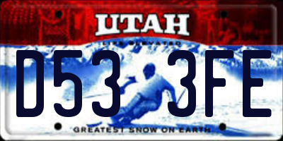 UT license plate D533FE