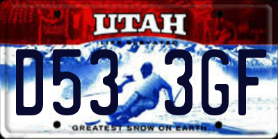 UT license plate D533GF