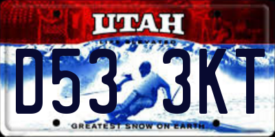 UT license plate D533KT