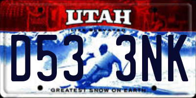UT license plate D533NK