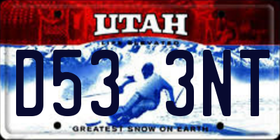UT license plate D533NT