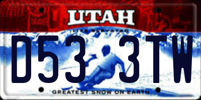 UT license plate D533TW