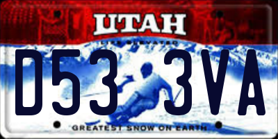 UT license plate D533VA