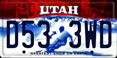 UT license plate D533WD