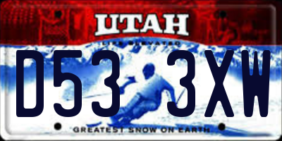 UT license plate D533XW