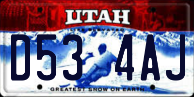 UT license plate D534AJ