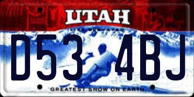 UT license plate D534BJ