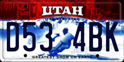 UT license plate D534BK