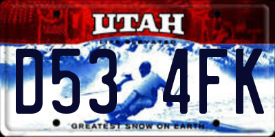 UT license plate D534FK
