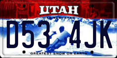 UT license plate D534JK