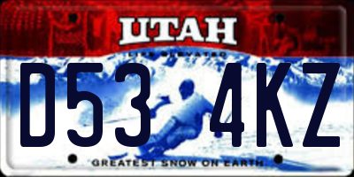 UT license plate D534KZ