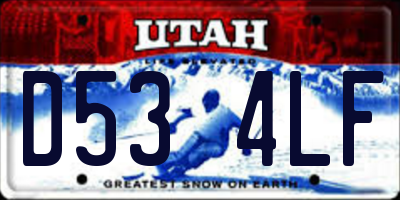 UT license plate D534LF