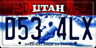 UT license plate D534LX