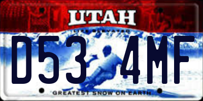 UT license plate D534MF