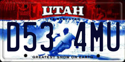 UT license plate D534MU