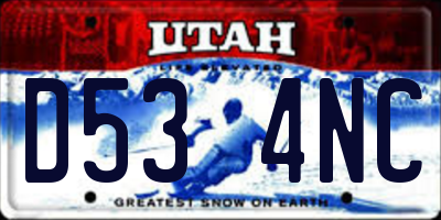 UT license plate D534NC