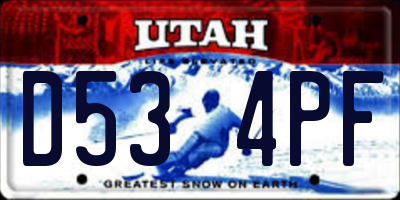 UT license plate D534PF