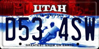 UT license plate D534SW