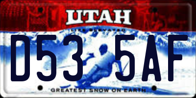 UT license plate D535AF