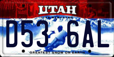 UT license plate D536AL