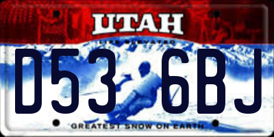 UT license plate D536BJ