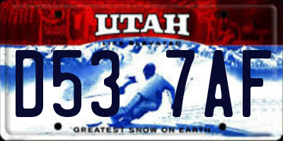 UT license plate D537AF