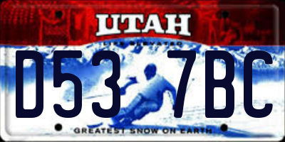 UT license plate D537BC