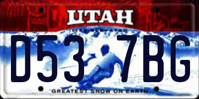 UT license plate D537BG