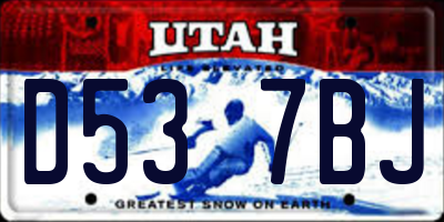 UT license plate D537BJ