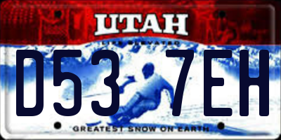 UT license plate D537EH