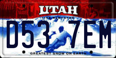UT license plate D537EM