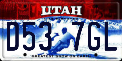 UT license plate D537GL