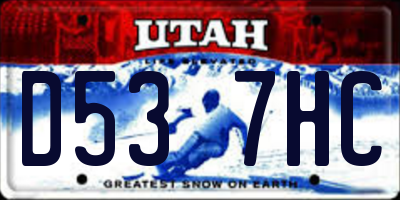 UT license plate D537HC