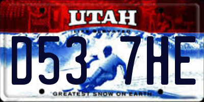 UT license plate D537HE