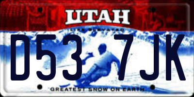 UT license plate D537JK