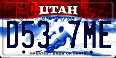 UT license plate D537ME