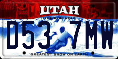 UT license plate D537MW