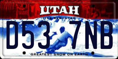 UT license plate D537NB