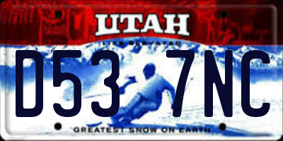 UT license plate D537NC