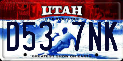 UT license plate D537NK