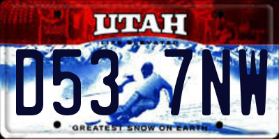 UT license plate D537NW