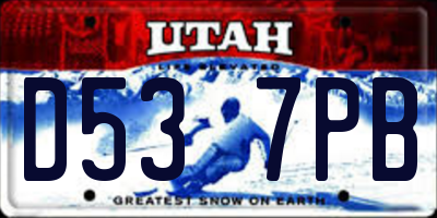 UT license plate D537PB