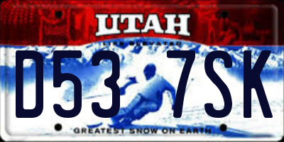 UT license plate D537SK