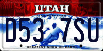 UT license plate D537SU