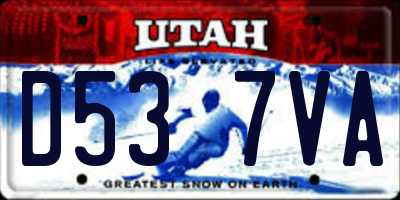 UT license plate D537VA