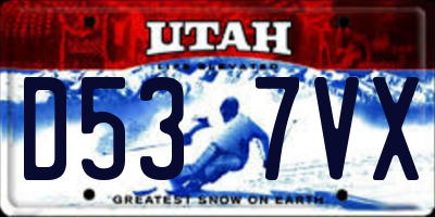 UT license plate D537VX